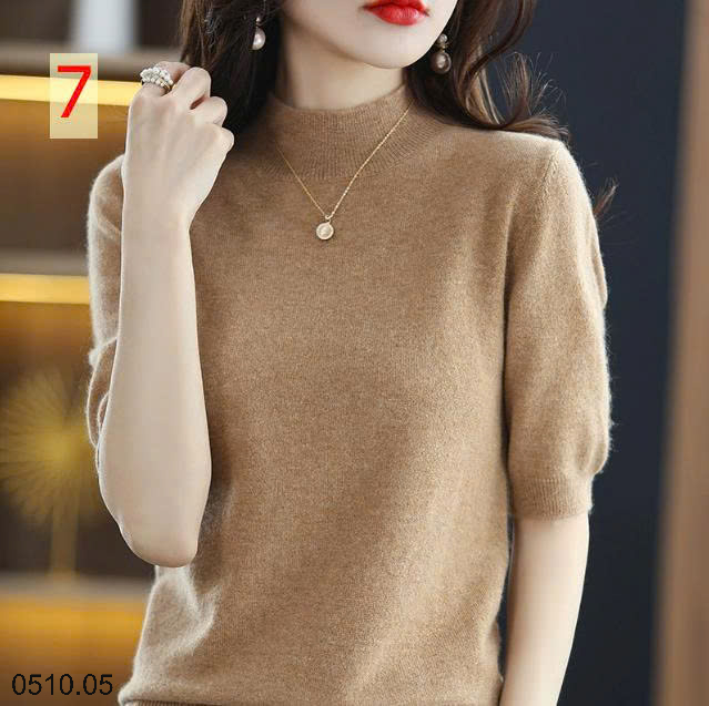 26HA0510.05 - ÁO LEN CỔ LỌ NỮ TAY LỬNG
