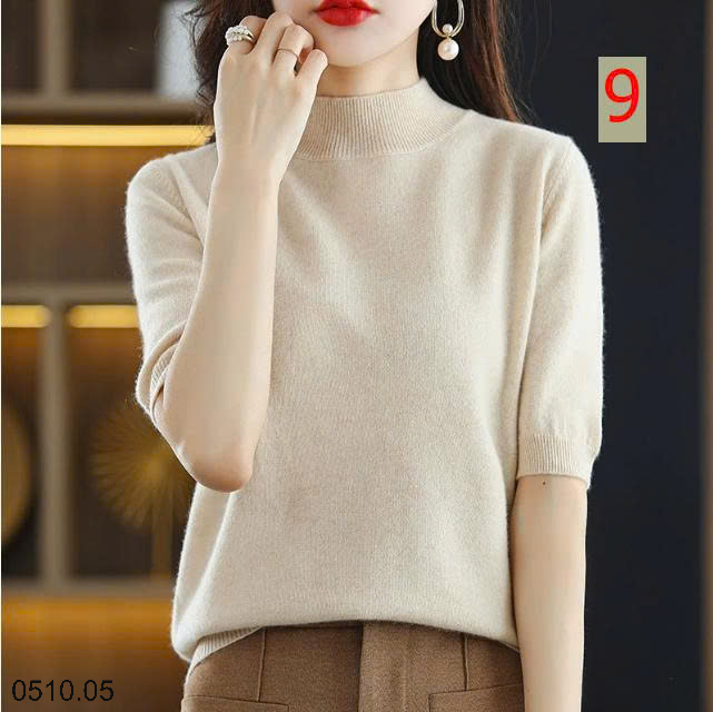 26HA0510.05 - ÁO LEN CỔ LỌ NỮ TAY LỬNG