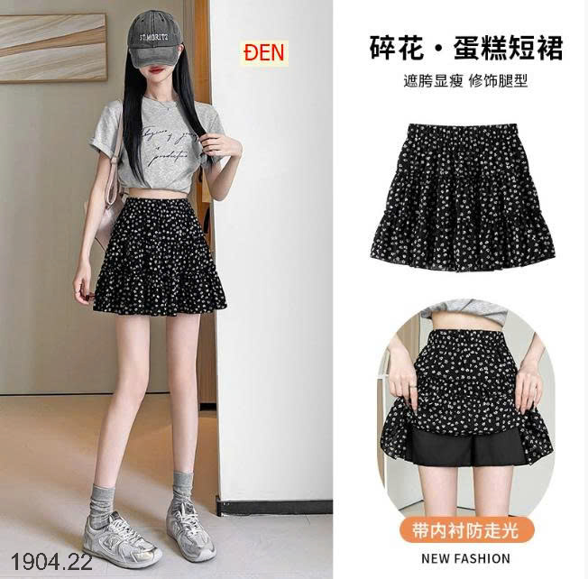 26HA1904.22 - CHÂN VÁY BABYDOLL HOA NHÍ NỮ