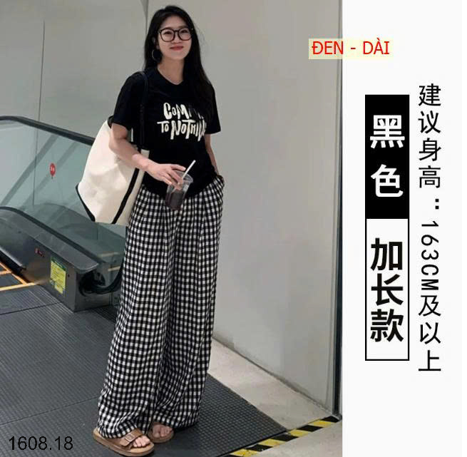 26HA1608.18 - QUẦN KẺ ỐNG RỘNG CHO NỮ