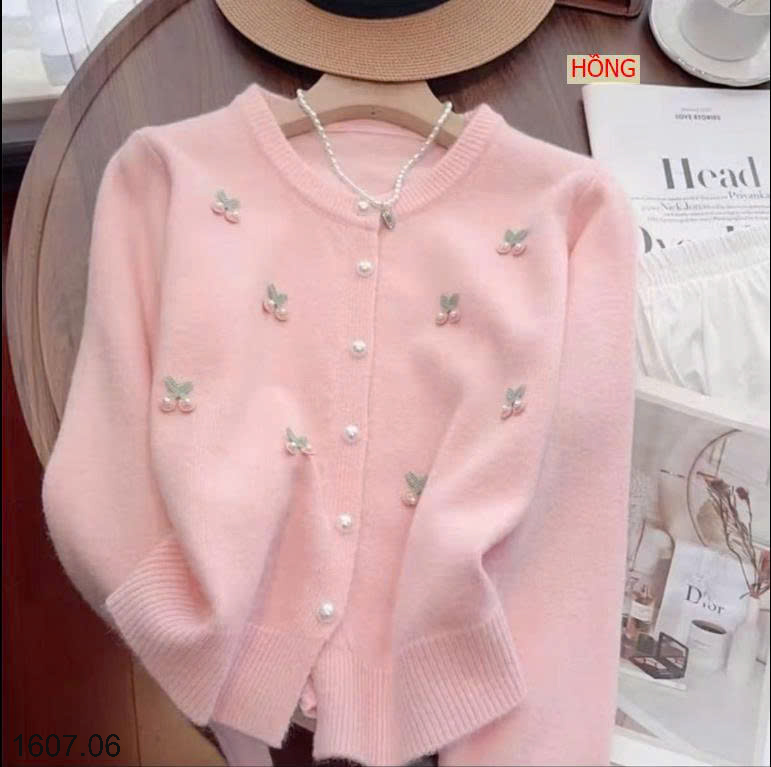 26HA1607.06 - CARDIGAN LEN CÚC NGỌC THÊU HOA