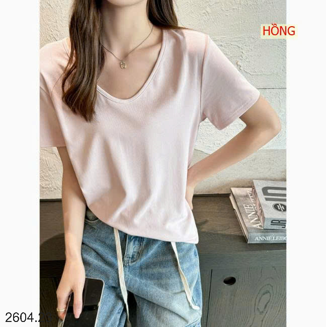 26HA2604.23 - ÁO THUN CỔ V NỮ