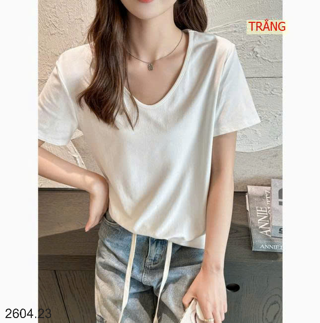 26HA2604.23 - ÁO THUN CỔ V NỮ