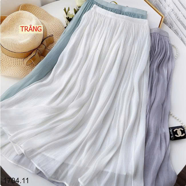 26HA1704.11 - CHÂN VÁY MIDI TƠ LỤA