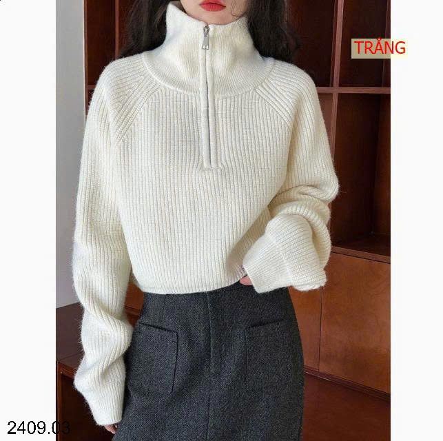 26HA2409.03 - ÁO LEN NỮ CỔ KÉO KHÓA