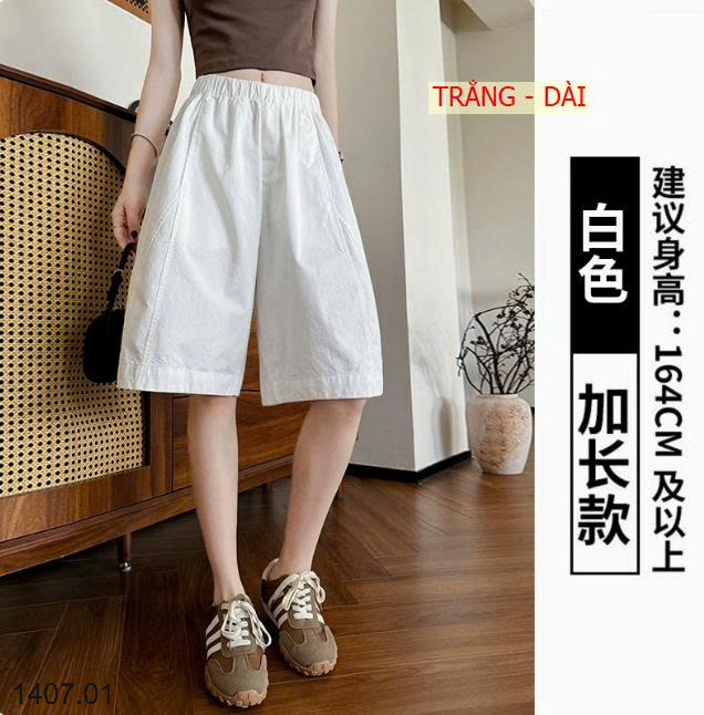26HA1407.01 - QUẦN SHORT NỮ ỐNG RỘNG DÁNG DÀI