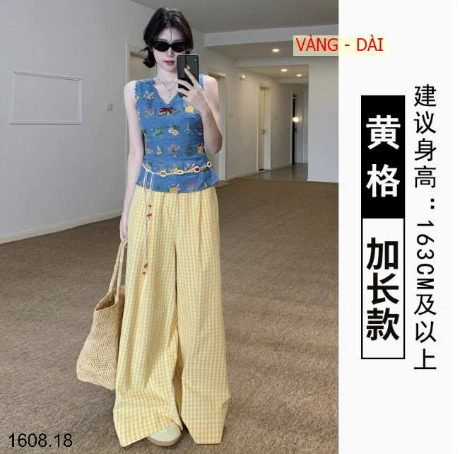 26HA1608.18 - QUẦN KẺ ỐNG RỘNG CHO NỮ