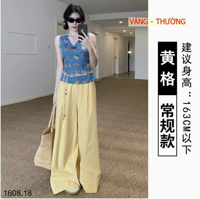 26HA1608.18 - QUẦN KẺ ỐNG RỘNG CHO NỮ
