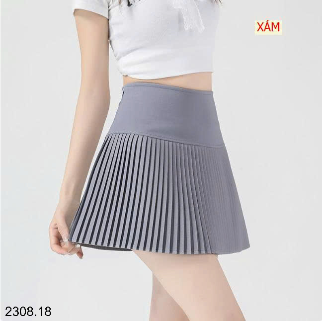 26HA2308.18 - CHÂN VÁY XẾP LY DÁNG NGẮN