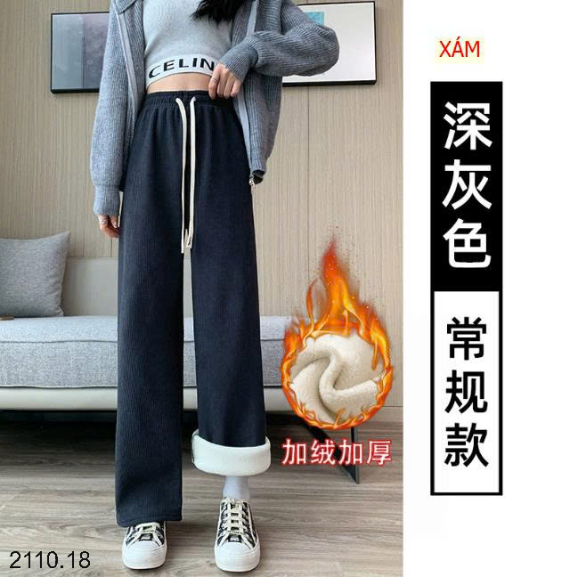 26HA2110.18 - QUẦN NHUNG TĂM ỐNG XUÔNG LÓT LÔNG CHO NỮ