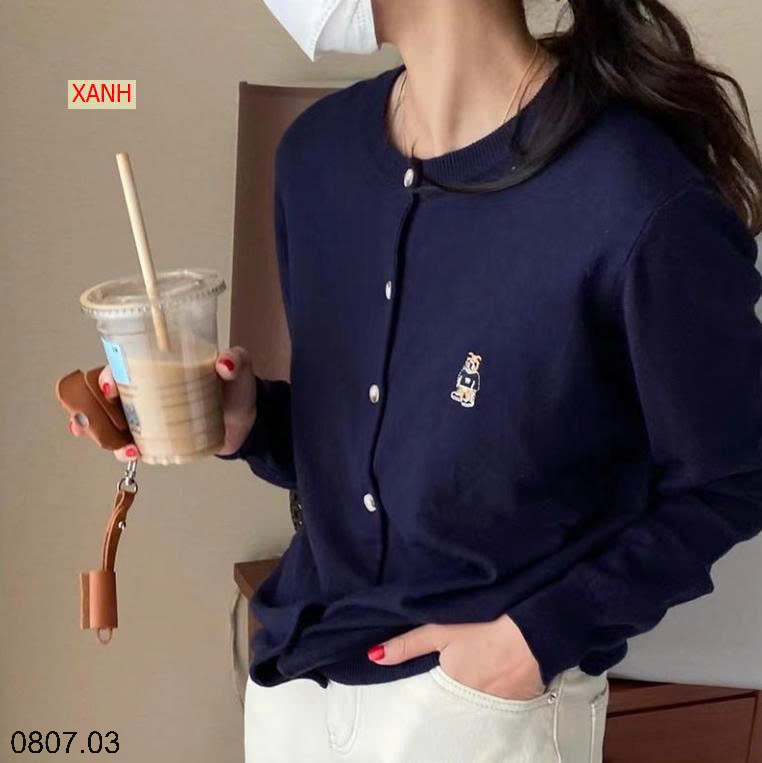 26HA0807.03 - CARDIGAN LEN THÊU HÌNH GẤU
