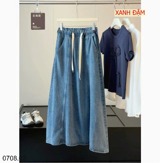 26HA0708.03 - CHÂN VÁY DEMIN JEAN CẠP CHUN