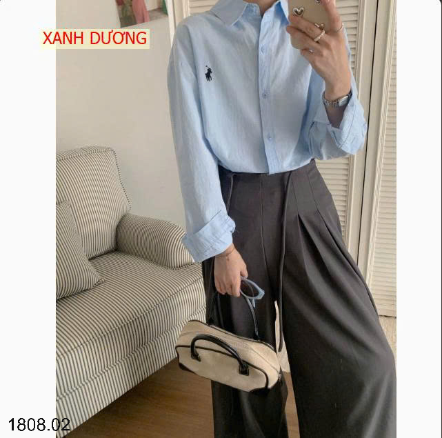 26HA1808.02 - SƠ MI DÀI TAY THÊU HÌNH NGỰA