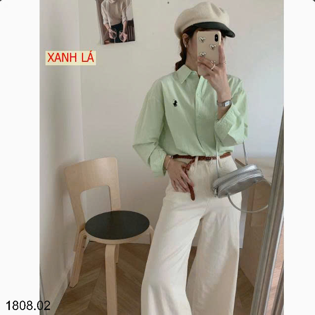 26HA1808.02 - SƠ MI DÀI TAY THÊU HÌNH NGỰA