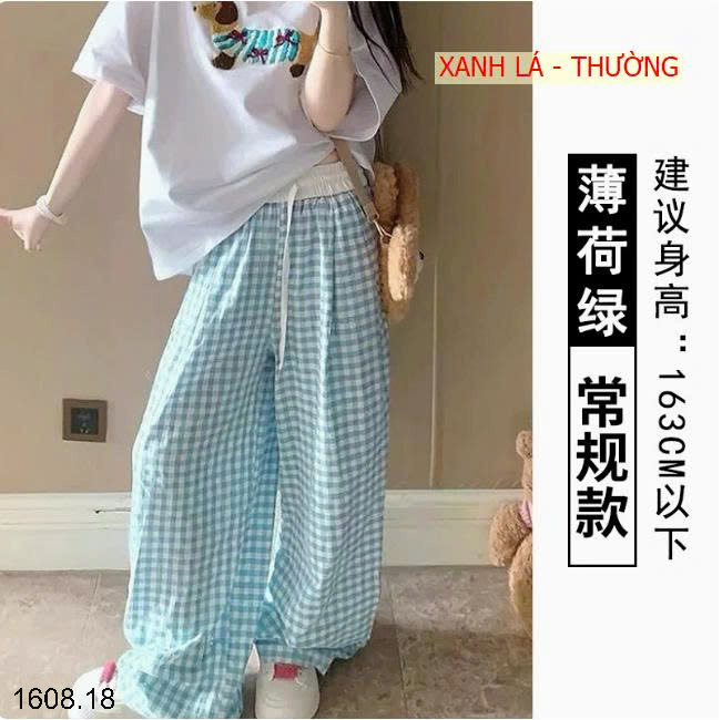 26HA1608.18 - QUẦN KẺ ỐNG RỘNG CHO NỮ
