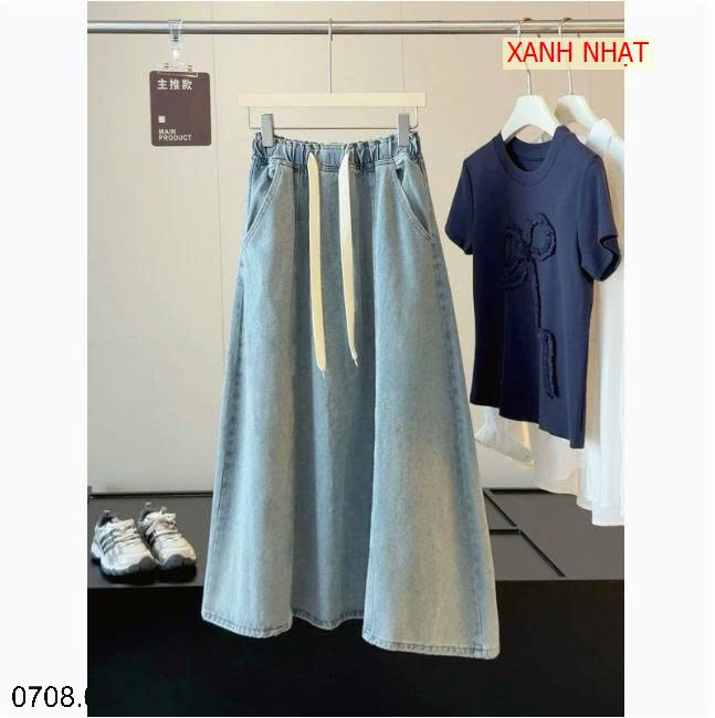 26HA0708.03 - CHÂN VÁY DEMIN JEAN CẠP CHUN