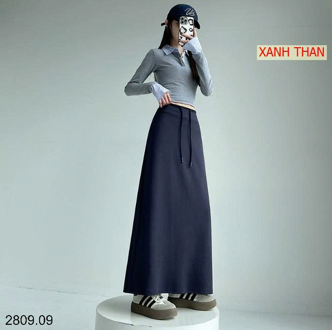 26HA2809.09 - CHÂN VÁY MIDI THỂ THAO DÁNG DÀI