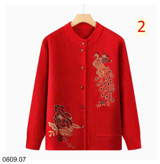 26HA0609.07 - ÁO LEN CARDIGAN THÊU CÔNG TRUNG NIÊN