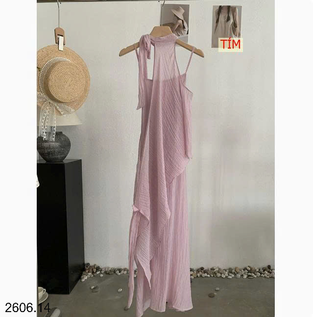 26HA2606.14 - VÁY 2 DÂY CỔ YẾM THẮT NƠ