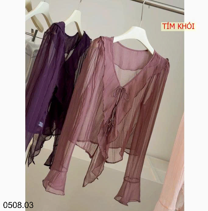 26HA0508.03 - ÁO KIỂU PHÁP CỔ CHỮ V XẾP LY NHÀ ANNA