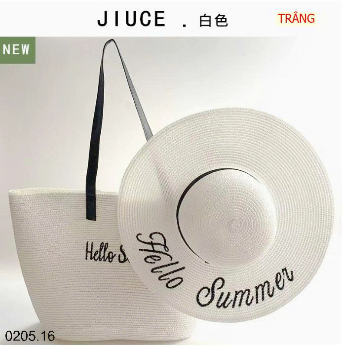 26HA0205.16 - SET TÚI KÈM MŨ ĐI BIỂN NHÀ JIUCE