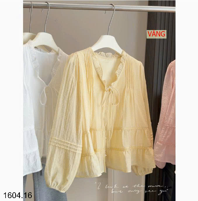 26HA1604.16 - ÁO SƠ MI VIỀN BÈO ANNA