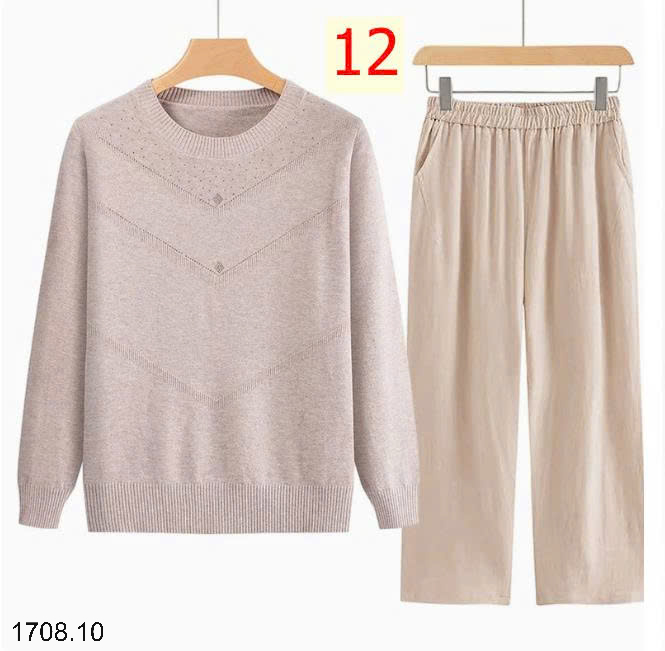 26HA1708.10 - ÁO LEN CỔ TRÒN TRUNG NIÊN CHO MẸ