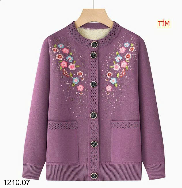 26HA1210.07 - CARDIGAN LÓT LÔNG DÀY CHO MẸ