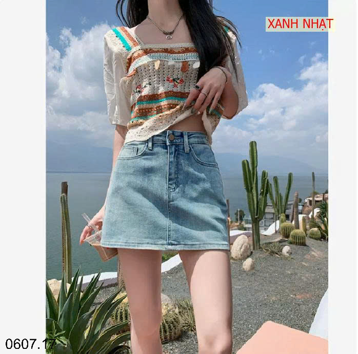 26HA0607.17 - CHÂN VÁY CHỮ A DENIM NỮ