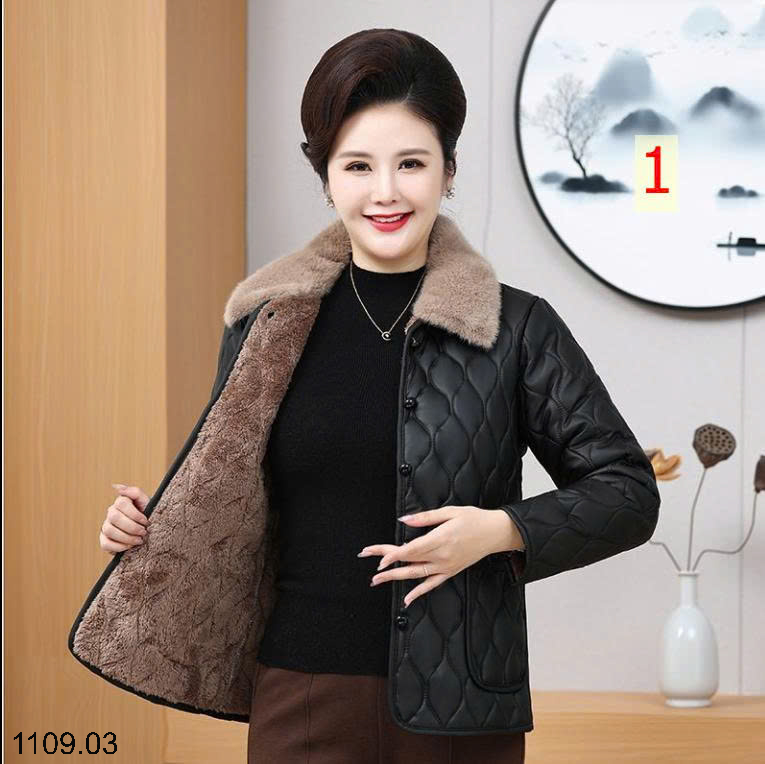 26HA1109.03 - ÁO KHOÁC DA TRẦN TRÁM CỔ LÔNG TRUNG NIÊN