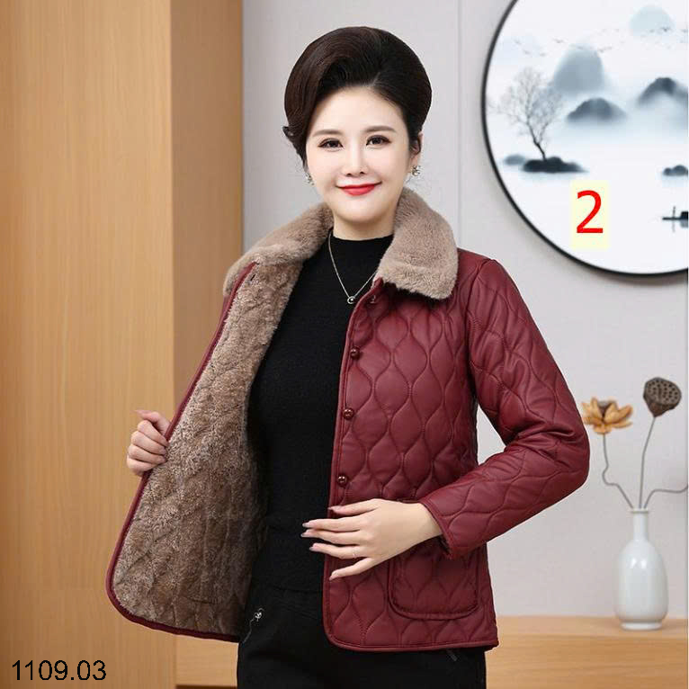 26HA1109.03 - ÁO KHOÁC DA TRẦN TRÁM CỔ LÔNG TRUNG NIÊN