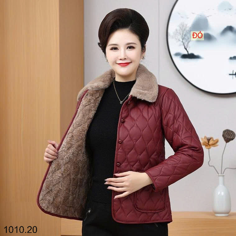 26HA1010.20 - ÁO KHOÁC DA LÓT LÔNG TRẦN TRÁM TRUNG NIÊN