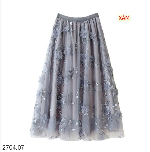 26HA2704.07 - CHÂN VÁY ĐÍNH HOA NỔI ANNA