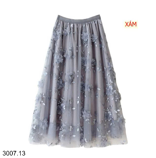 26HA3007.13 - CHÂN VÁY ĐÍNH HOA NỔI NHÀ ANNA