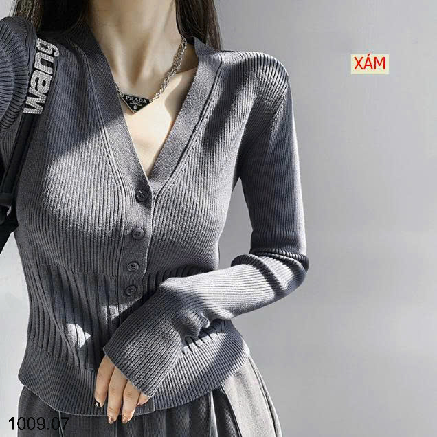 26HA1009.07 - ÁO LEN CARDIGAN DỆT KIM CỔ CHỮ V PHONG CÁCH