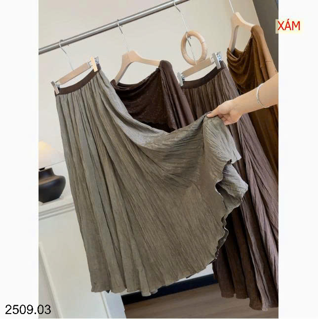 26HA2509.03 - CHÂN VÁY MIDI XẾP LY CẠP CAO KIỂU RETRO ANNA