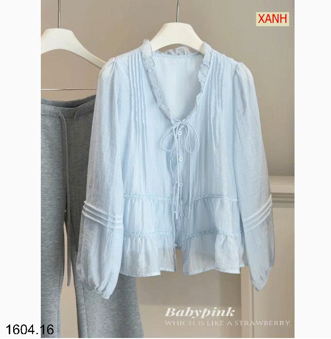 26HA1604.16 - ÁO SƠ MI VIỀN BÈO ANNA
