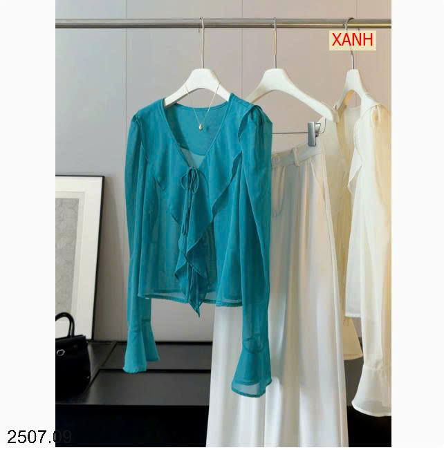 26HA2507.09 - ÁO SƠ MI VOAN VIỀN BÈO ANNA