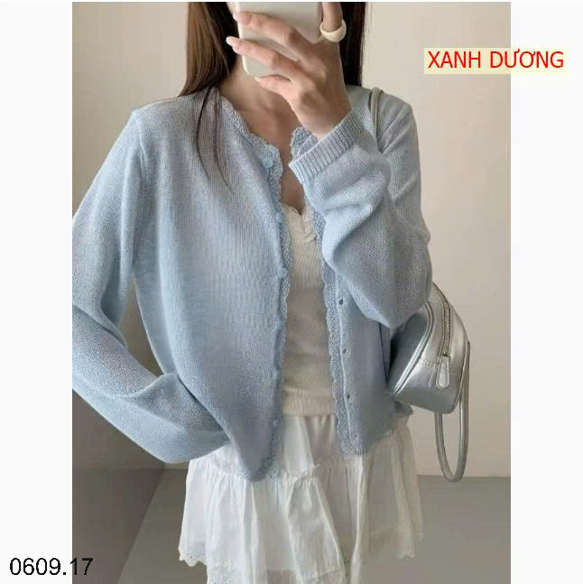 26HA0609.17 - ÁO LEN CARDIGAN MỎNG VIỀN BÈO