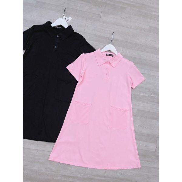 VÁY POLO SUÔNG TRƠN CÁ SẤU 2 TÚI - YVPS1107