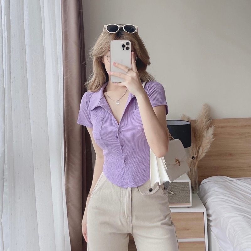 ÁO LEN TĂM NỮ CỔ TRỤ CÀI CÚC 4M - YALT2634