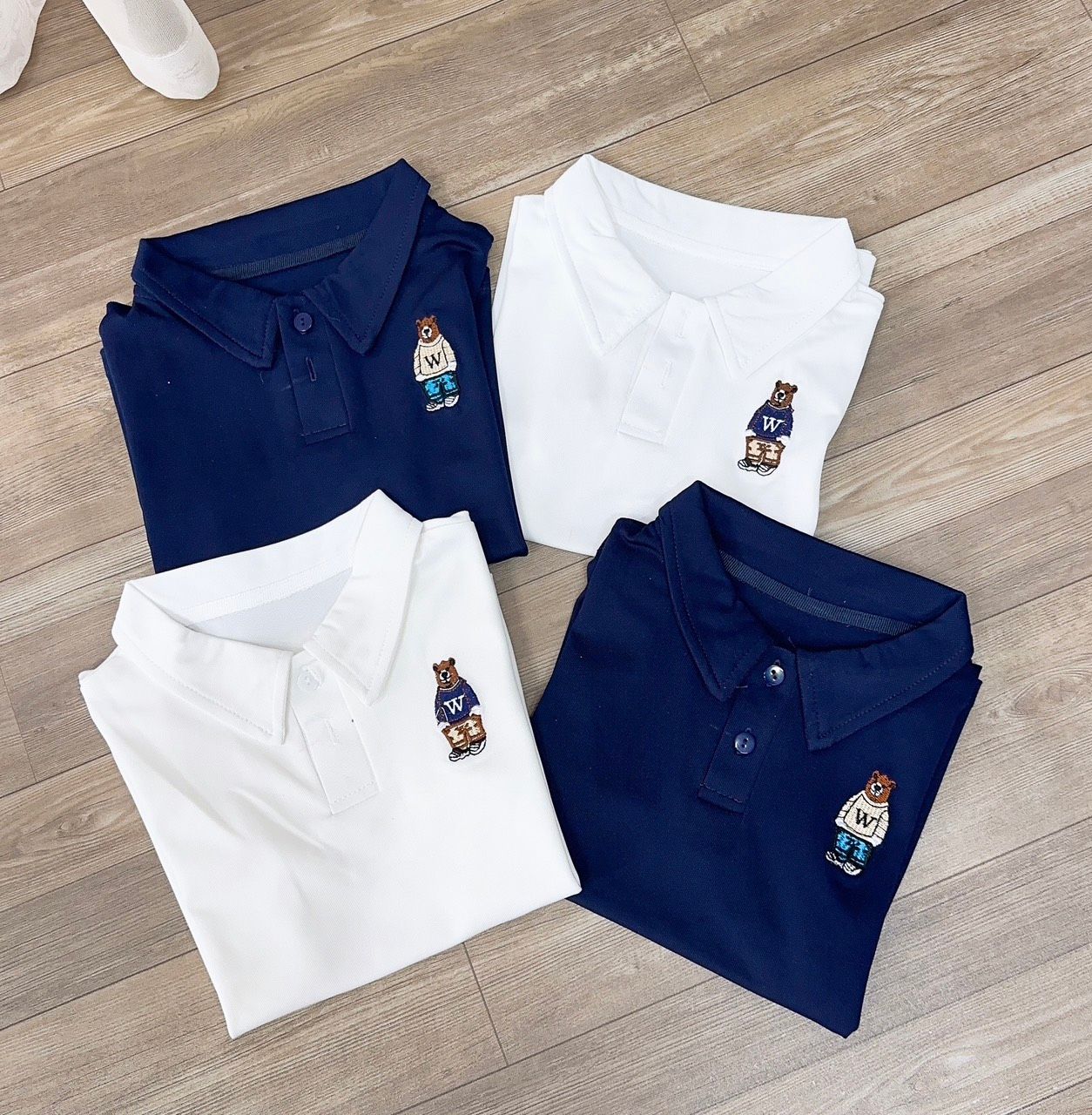 S98 - SET 2 ÁO POLO THÊU GẤU BÉ TRAI