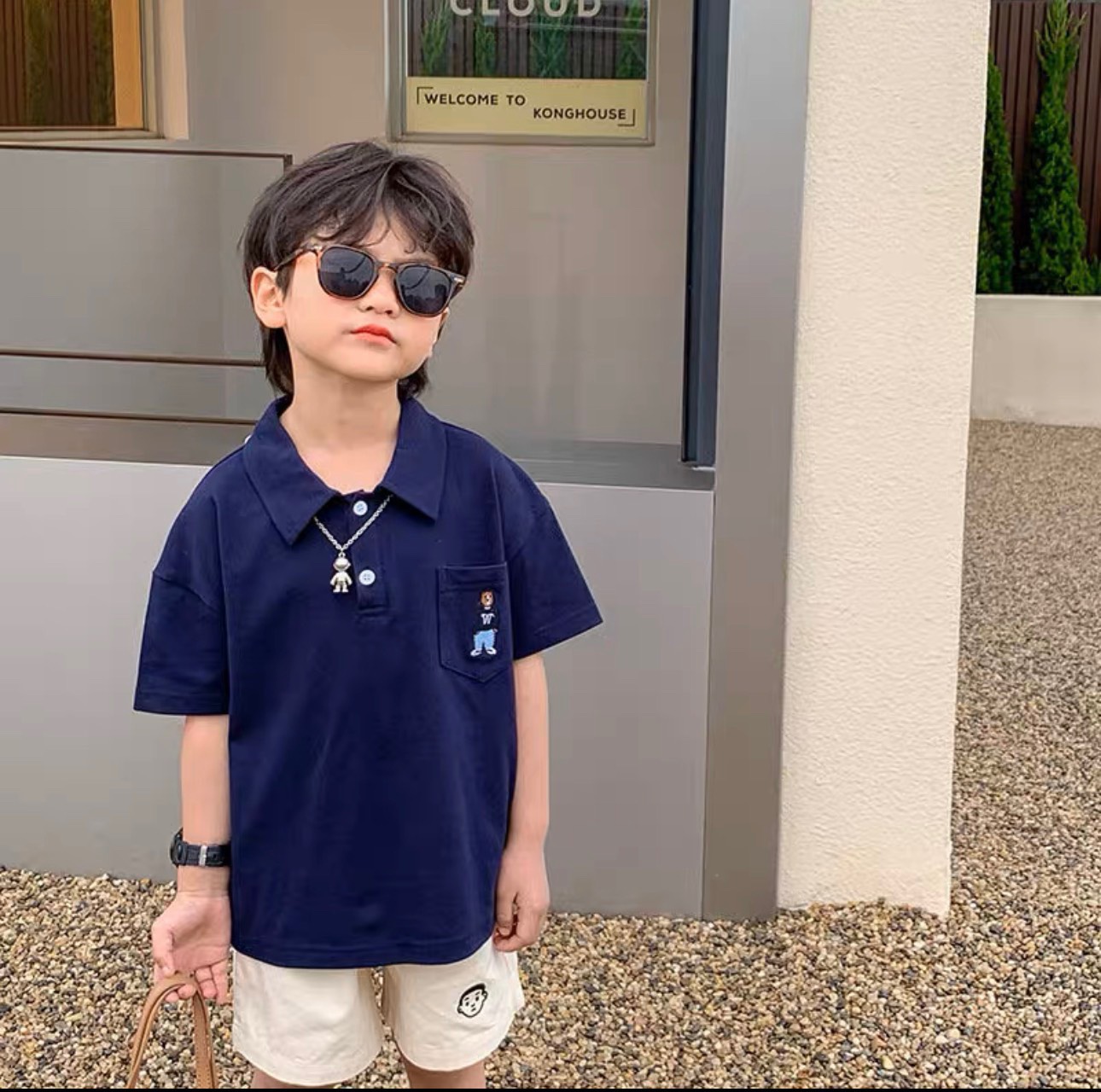 S98 - SET 2 ÁO POLO THÊU GẤU BÉ TRAI
