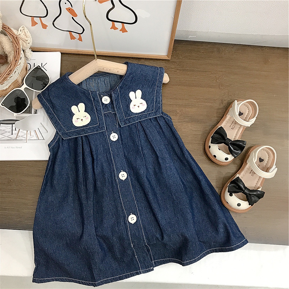 HH1863 - ❌VÁY DENIM HOẠ TIẾT THỎ❌