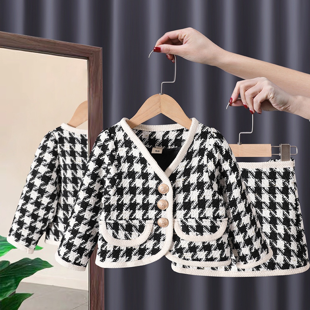 HA3066 - BỘ DẠ KẺ 2 MÀU BÉ GÁI