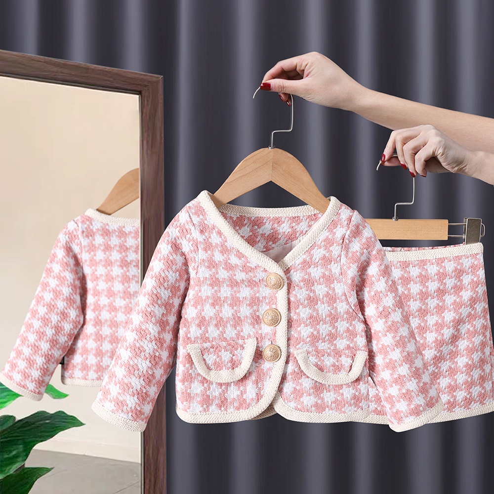 HA3066 - BỘ DẠ KẺ 2 MÀU BÉ GÁI