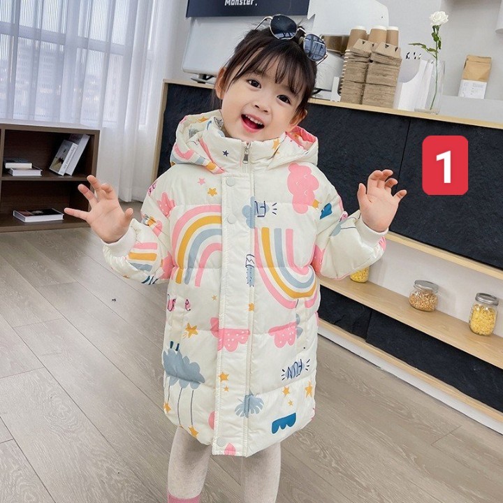 HA592 - ÁO PHAO DÁNG DÀI HỌA TIẾT