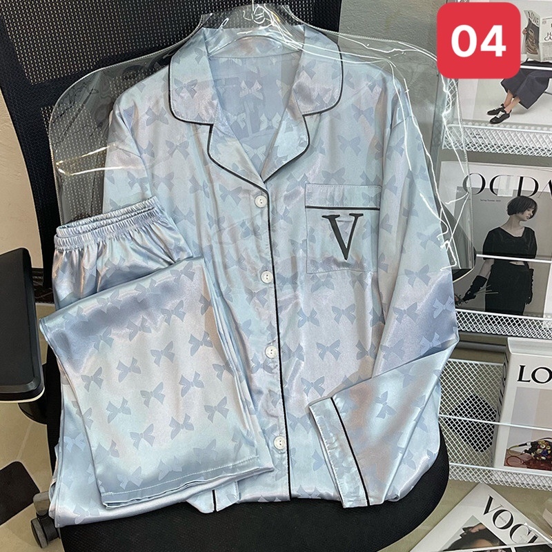 HA671 -BỘ LỤA DÀI TAY PIJAMA