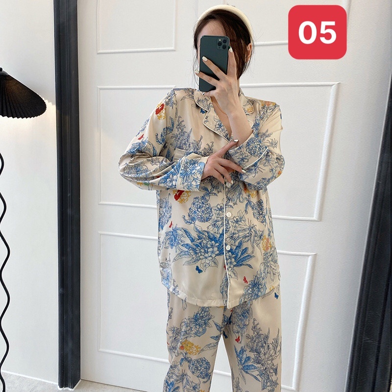 HA671 -BỘ LỤA DÀI TAY PIJAMA