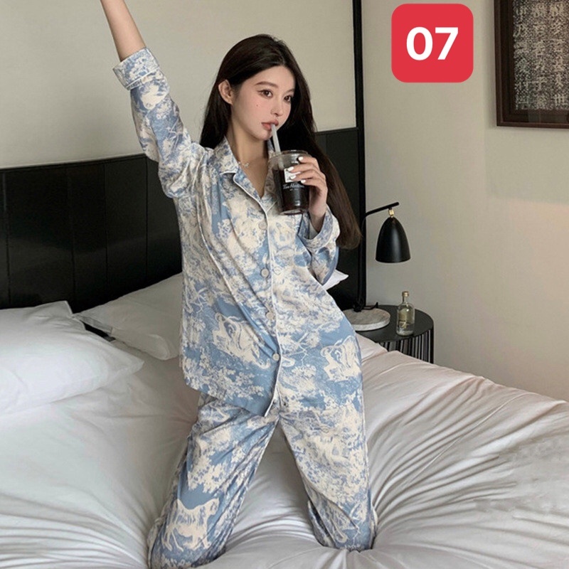 HA671 -BỘ LỤA DÀI TAY PIJAMA